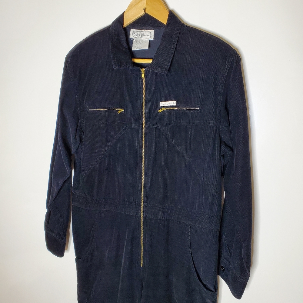 Vintage Saint Germain dark Blue Corduroy jumpsuit Size 40 Euro Sizes